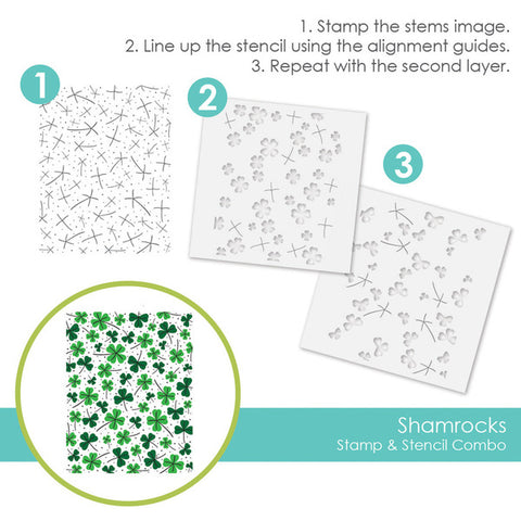 SHAMROCKS STAMP & STENCIL COMBO