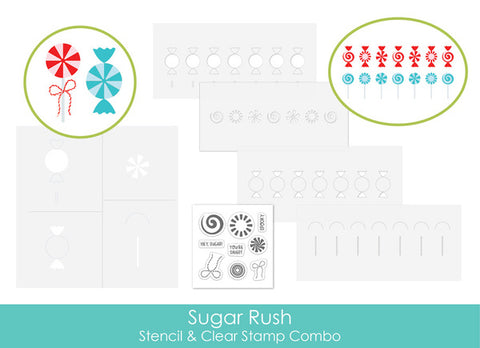 SUGAR RUSH STENCIL & CLEAR STAMP COMBO