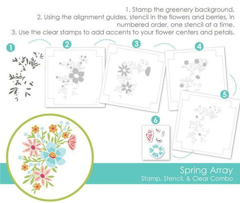 SPRING ARRAY STAMP, STENCIL & CLEAR COMBO